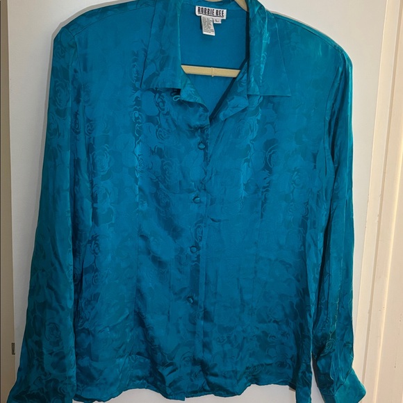 VTG Robbie Bee Silk blouse NWT Floral Size Large NWT Peacock - Picture 13 of 14